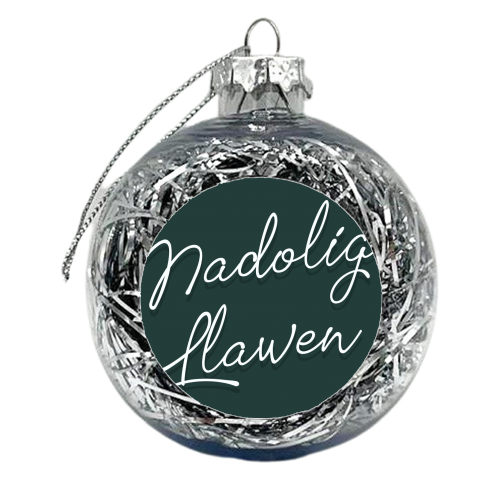 Nadolig llawen merry Christmas Welsh print - xmas bauble by The Girl Next Draw