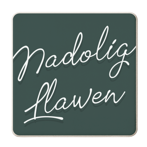 Nadolig llawen merry Christmas Welsh print - personalised beer coaster by The Girl Next Draw