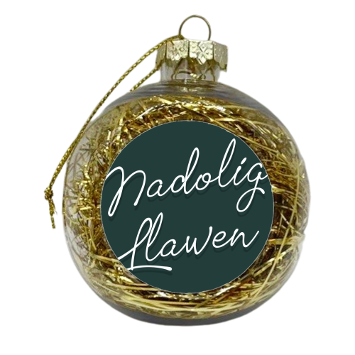 Nadolig llawen merry Christmas Welsh print - xmas bauble by The Girl Next Draw