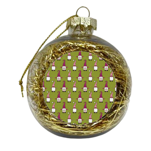 Naked Gnomes - Green - xmas bauble by Gellie Design