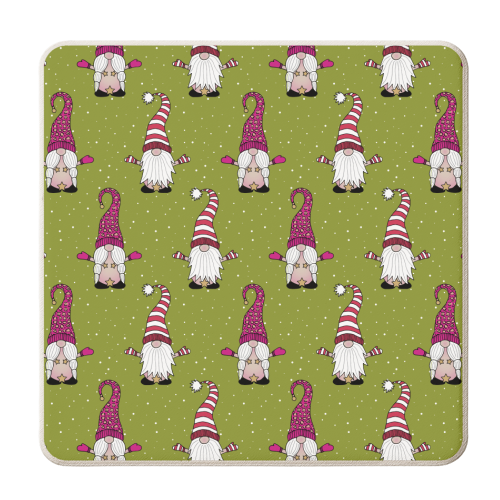 Naked Gnomes - Green - personalised beer coaster by Gellie Design