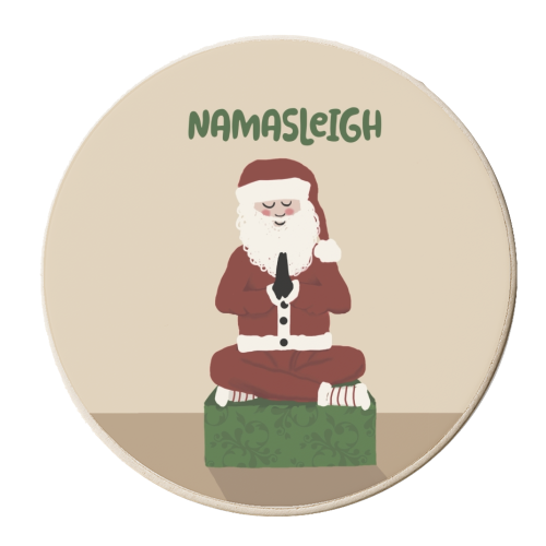 Namasleigh Yoga Santa - personalised beer coaster by Giddy Kipper