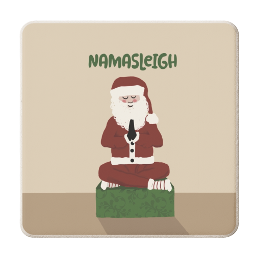 Namasleigh Yoga Santa - personalised beer coaster by Giddy Kipper