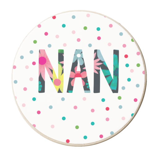 Nan floral - personalised beer coaster by The Boy and the Bear