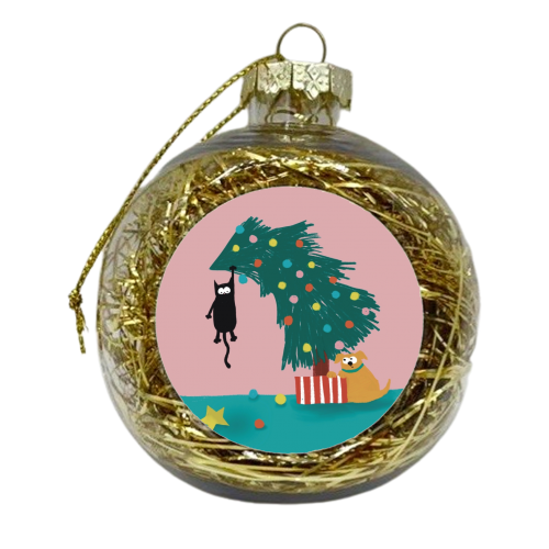 Naughty Cat on the tree - xmas bauble by Giddy Kipper