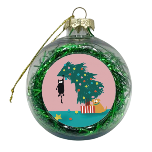 Naughty Cat on the tree - xmas bauble by Giddy Kipper