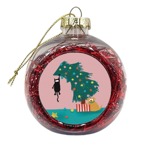 Naughty Cat on the tree - xmas bauble by Giddy Kipper