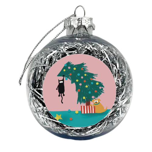 Naughty Cat on the tree - xmas bauble by Giddy Kipper