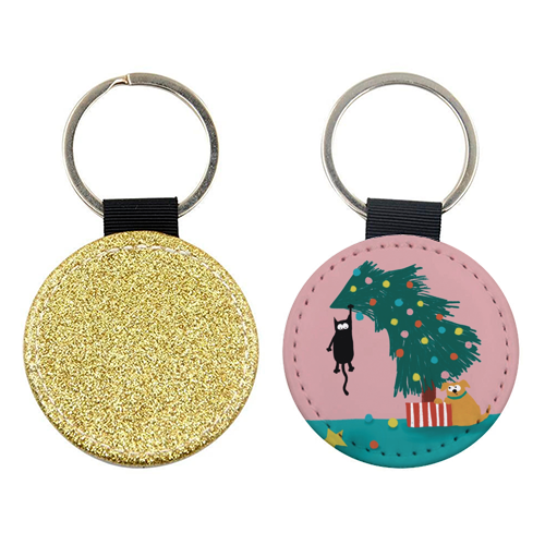 Naughty Cat on the tree - keyring by Giddy Kipper