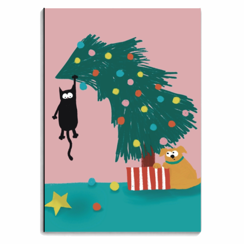Naughty Cat on the tree - personalised A4, A5, A6 notebook by Giddy Kipper
