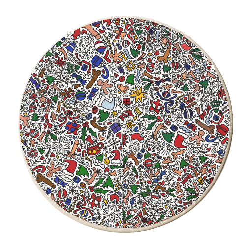 Naughty Christmas pattern - personalised beer coaster by andrea zuza