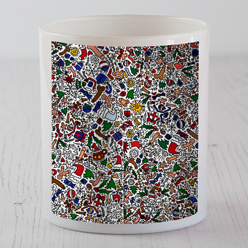 Naughty Christmas pattern - scented candle by andrea zuza