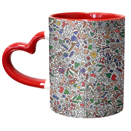 Naughty Christmas pattern - unique mug by andrea zuza