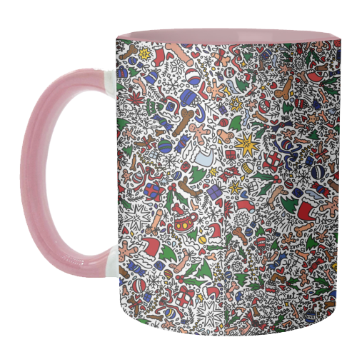 Naughty Christmas pattern - unique mug by andrea zuza