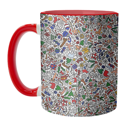 Naughty Christmas pattern - unique mug by andrea zuza
