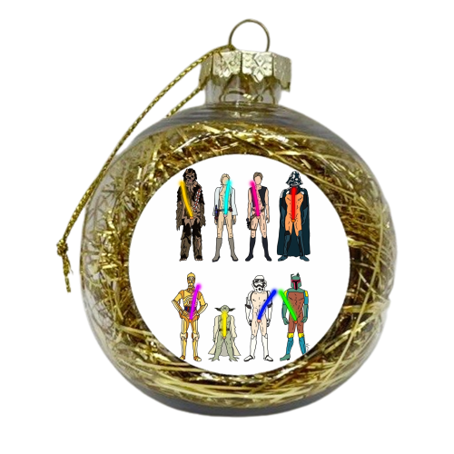 Naughty Lightsabers - xmas bauble by Notsniw Art