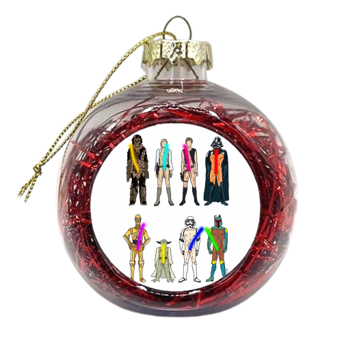 Naughty Lightsabers - xmas bauble by Notsniw Art