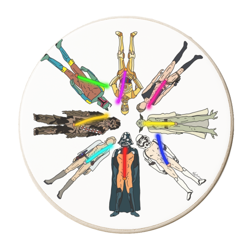 Naughty Lightsabers - personalised beer coaster by Notsniw Art