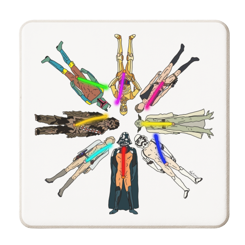 Naughty Lightsabers - personalised beer coaster by Notsniw Art