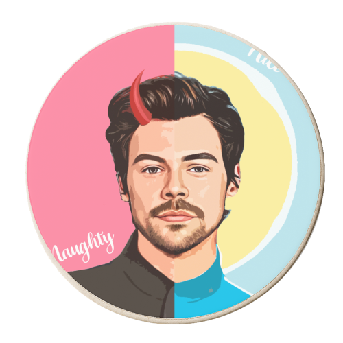 Naughty or Nice Harry - personalised beer coaster by DOLLY WOLFE