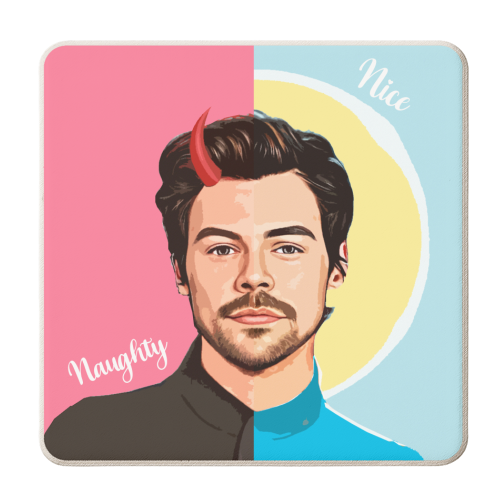 Naughty or Nice Harry - personalised beer coaster by DOLLY WOLFE