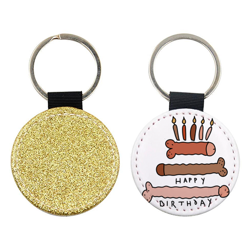 Naughty penis happy birthday - keyring by andrea zuza