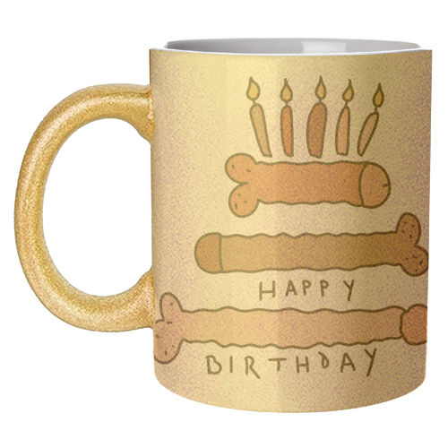 Naughty penis happy birthday - unique mug by andrea zuza