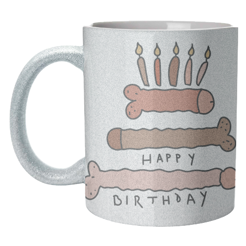 Naughty penis happy birthday - unique mug by andrea zuza