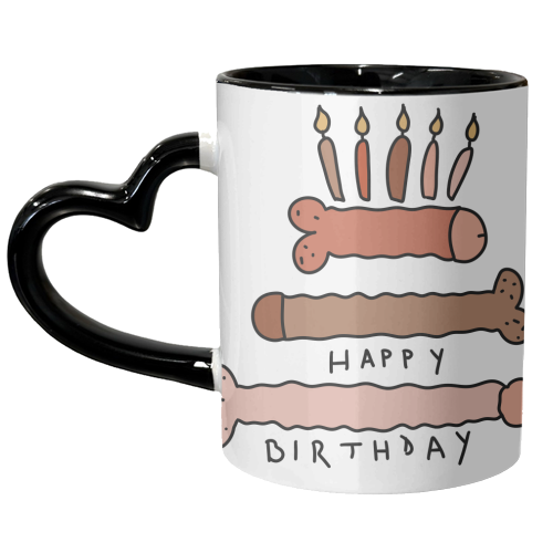 Naughty penis happy birthday - unique mug by andrea zuza