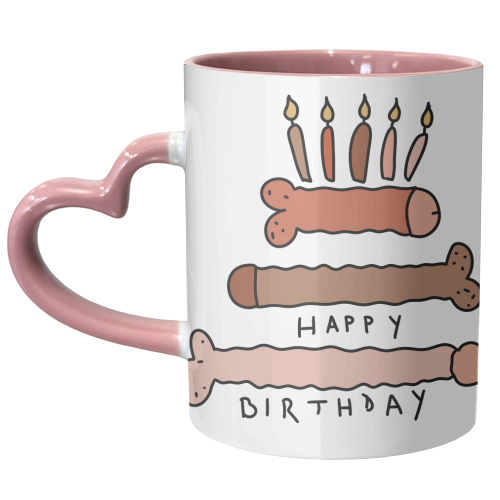 Naughty penis happy birthday - unique mug by andrea zuza