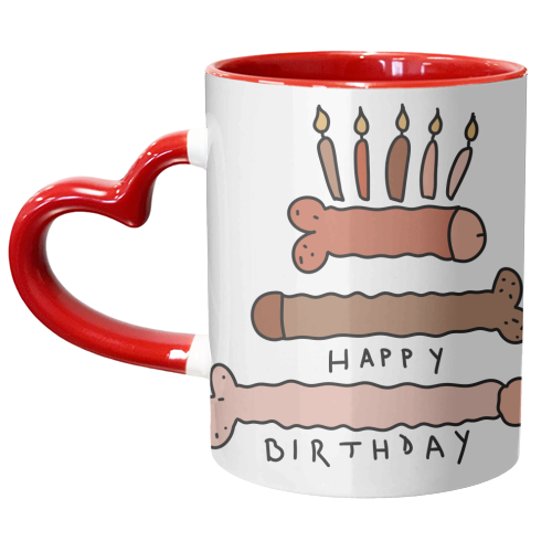 Naughty penis happy birthday - unique mug by andrea zuza