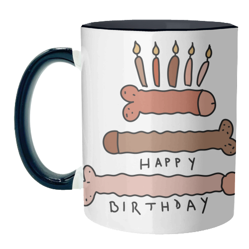 Naughty penis happy birthday - unique mug by andrea zuza