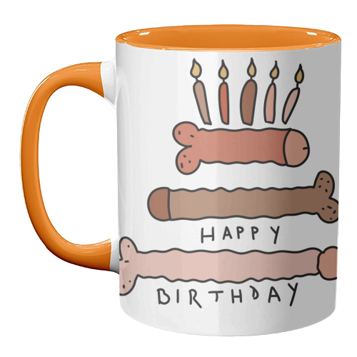 Naughty penis happy birthday - unique mug by andrea zuza