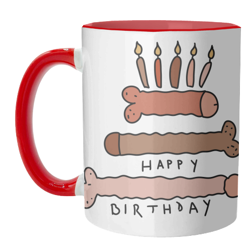 Naughty penis happy birthday - unique mug by andrea zuza