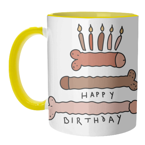 Naughty penis happy birthday - unique mug by andrea zuza