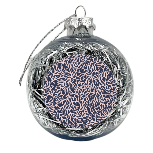 Navy and Pink Coral Sea Pattern - xmas bauble by Dizzywonders