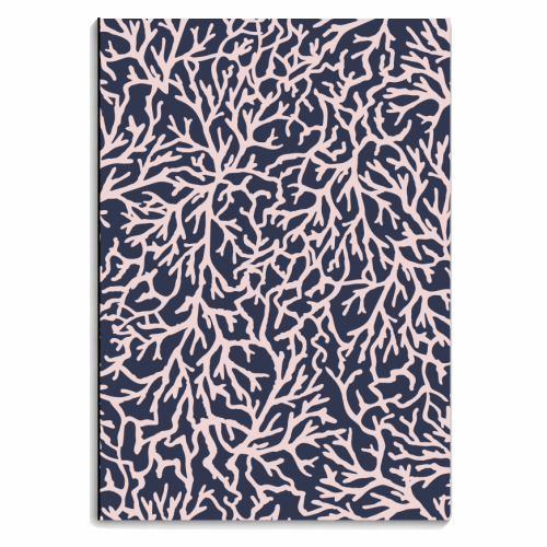 Navy and Pink Coral Sea Pattern - personalised A4, A5, A6 notebook by Dizzywonders