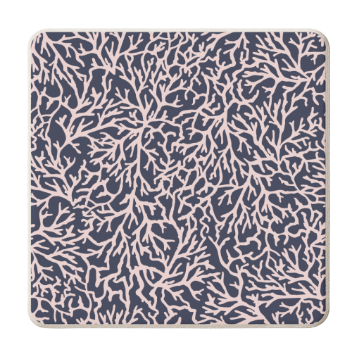 Navy and Pink Coral Sea Pattern - personalised beer coaster by Dizzywonders