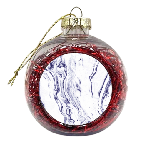 Navy Blue Marble - xmas bauble by Uma Prabhakar Gokhale