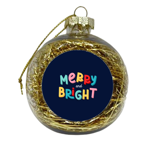 Navy Merry and bright - xmas bauble by The Girl Next Draw