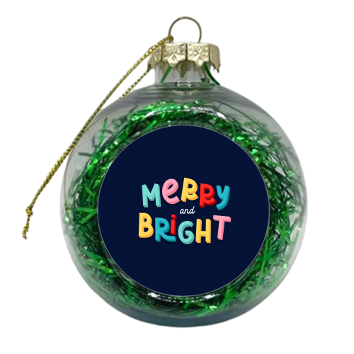 Navy Merry and bright - xmas bauble by The Girl Next Draw