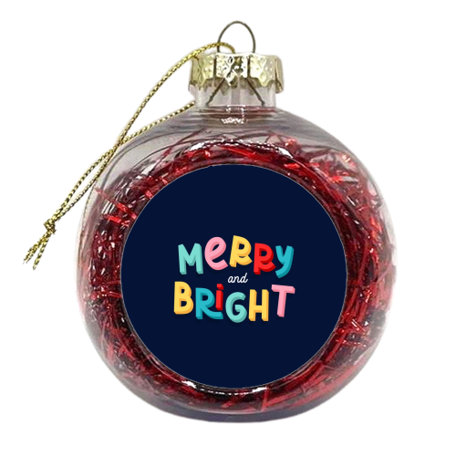 Navy Merry and bright - xmas bauble by The Girl Next Draw