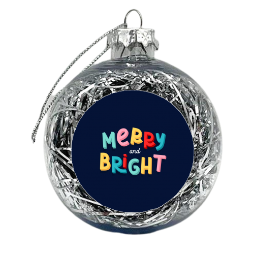 Navy Merry and bright - xmas bauble by The Girl Next Draw