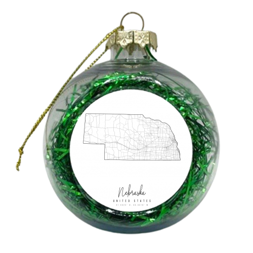Nebraska Minimal Street Map - xmas bauble by Toni Scott
