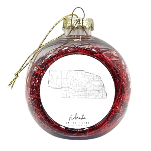 Nebraska Minimal Street Map - xmas bauble by Toni Scott