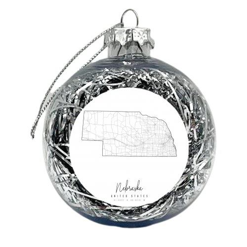 Nebraska Minimal Street Map - xmas bauble by Toni Scott