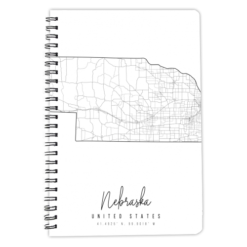 Nebraska Minimal Street Map - personalised A4, A5, A6 notebook by Toni Scott