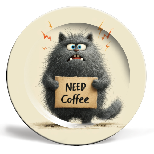 Need coffee - ceramic dinner plate by DejaReve