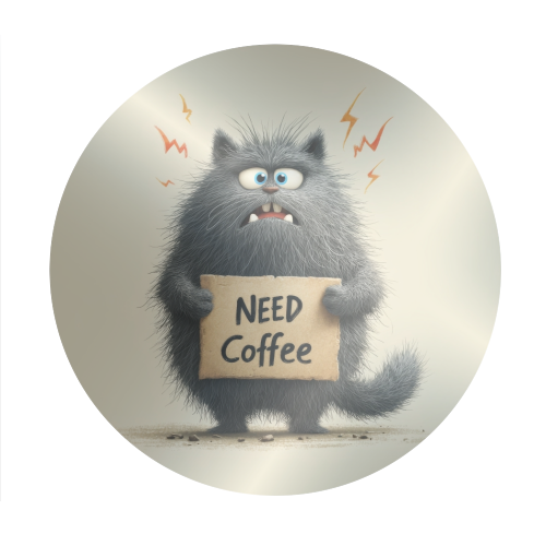 Need coffee - Circle Sticker by DejaReve