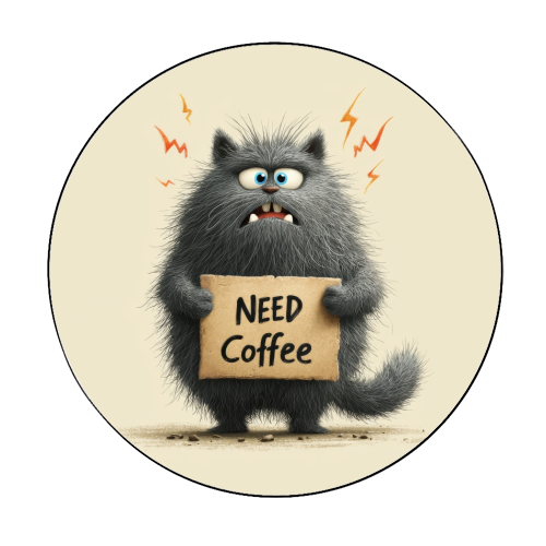 Need coffee - Circle Sticker by DejaReve